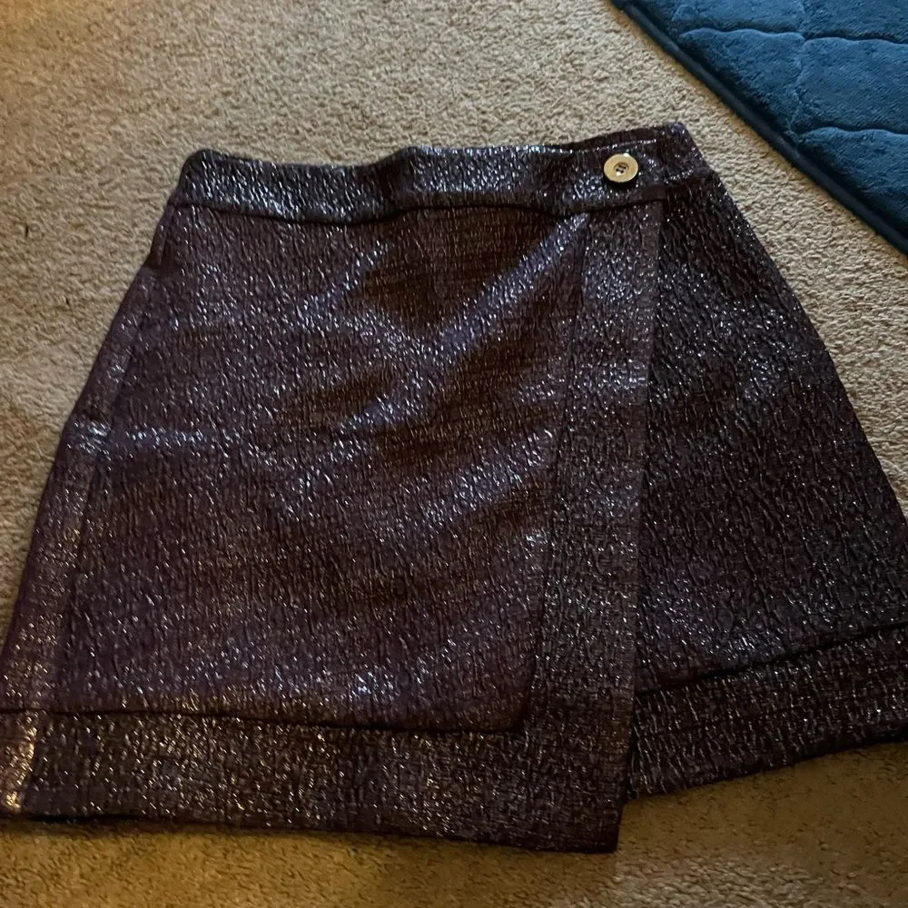 Eva franco purple‎ metallic wrap style skirt 8
